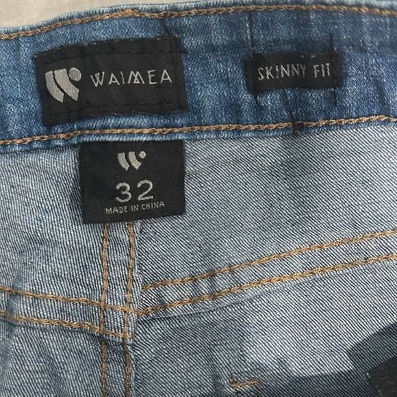 WAIMEA Skinny Fit Painted Seam Wearable Art-to-Wear Emo Grunge Punk Denim Jeans - Picture 4 of 7